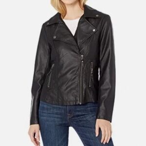 Max Studio Black Faux Leather Moto Jacket